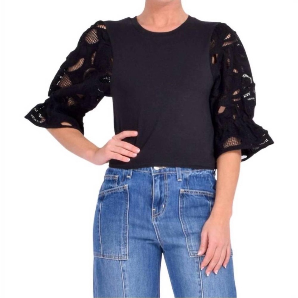 CINQ A SEPT embroidered cotton paisley carmine top Size Large